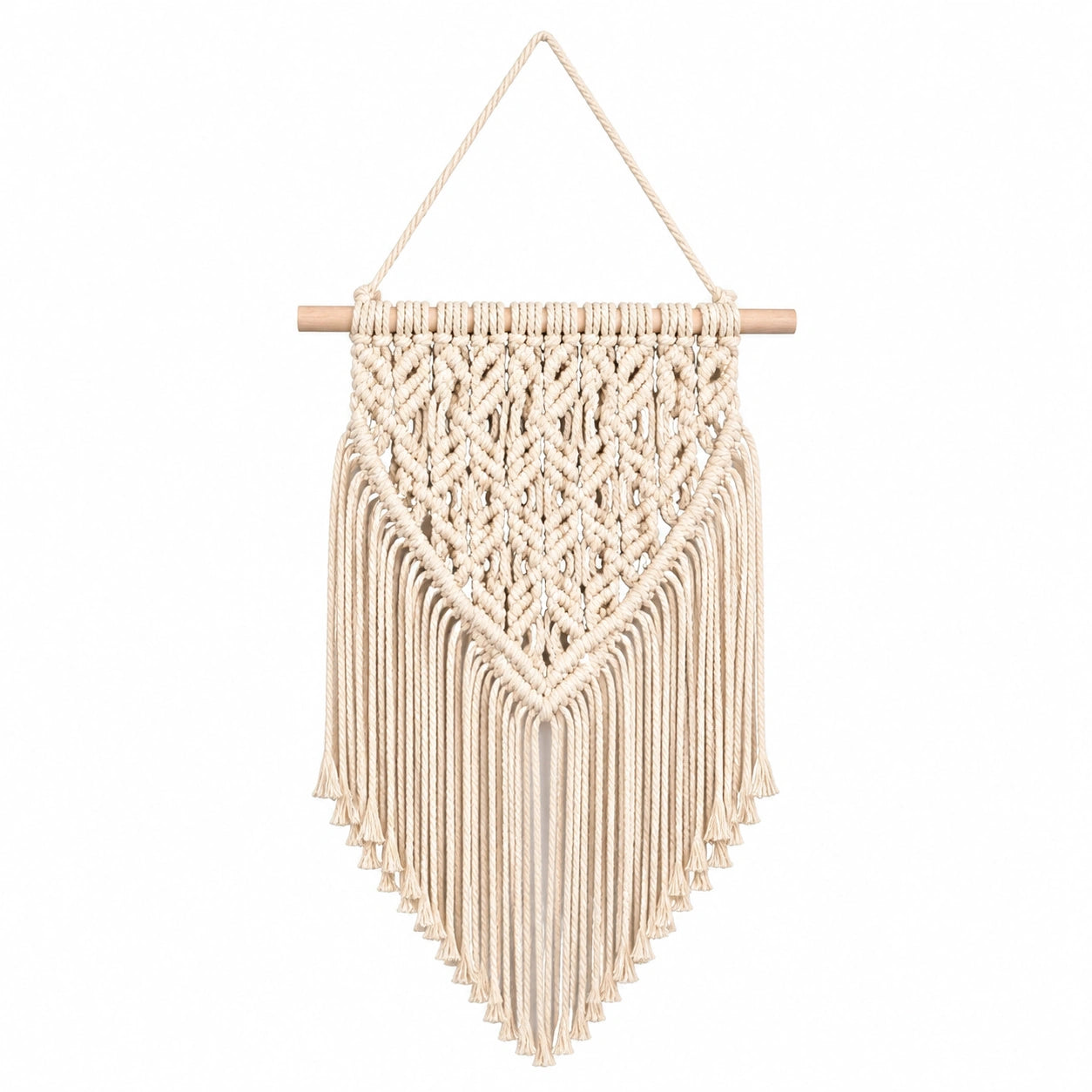 Makramee Wandbehang 50 x 85 cm Baumwollkordel Natur Wanddekoration im Boho-Stil