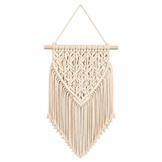 Makramee Wandbehang 50 x 85 cm Baumwollkordel Natur Wanddekoration im Boho-Stil