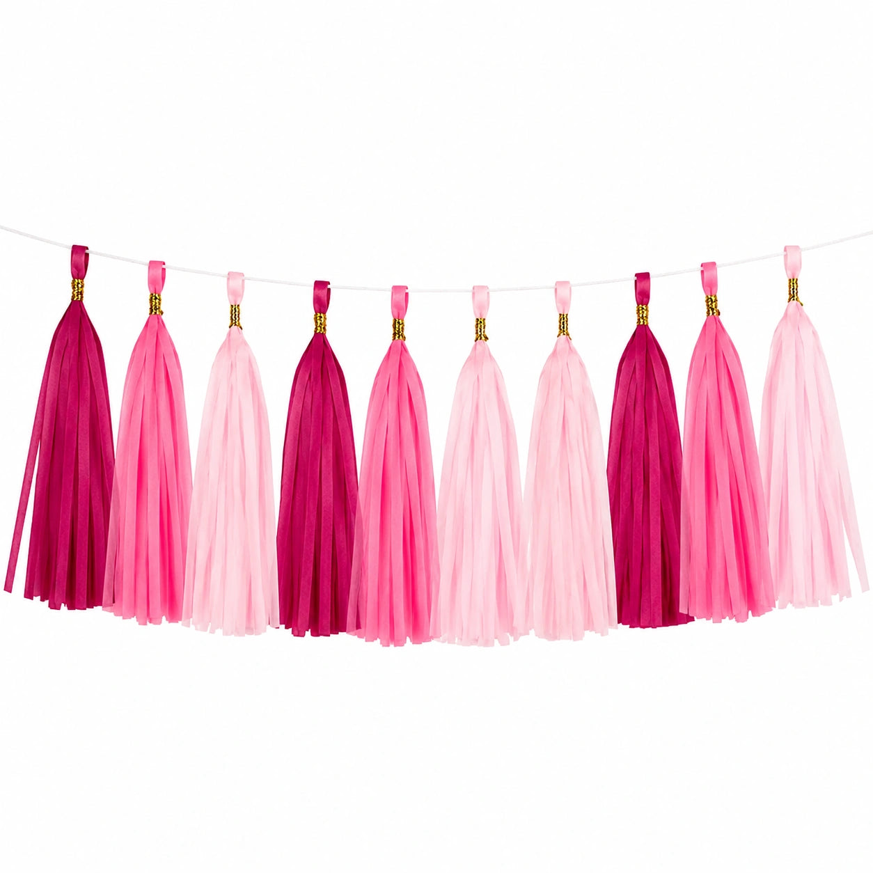 Quastengirlande 150 cm Rosa Pink Papier Dekoration zum Aufhängen