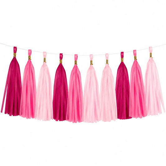 Quastengirlande 150 cm Rosa Pink Papier Dekoration zum Aufhängen
