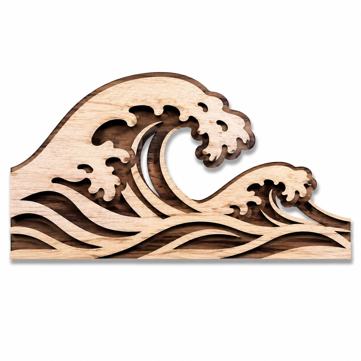 Wanddekoration Wellen 40 x 25 cm aus Holz Naturbraun maritimes Relief